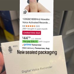128GB(1800Hrs) Howabo Voice Activated Recorder with Playback, 40Hrs Recording Device with Metal Housing, 1536Kbps Digital Voice Recorder with USB-C fo
