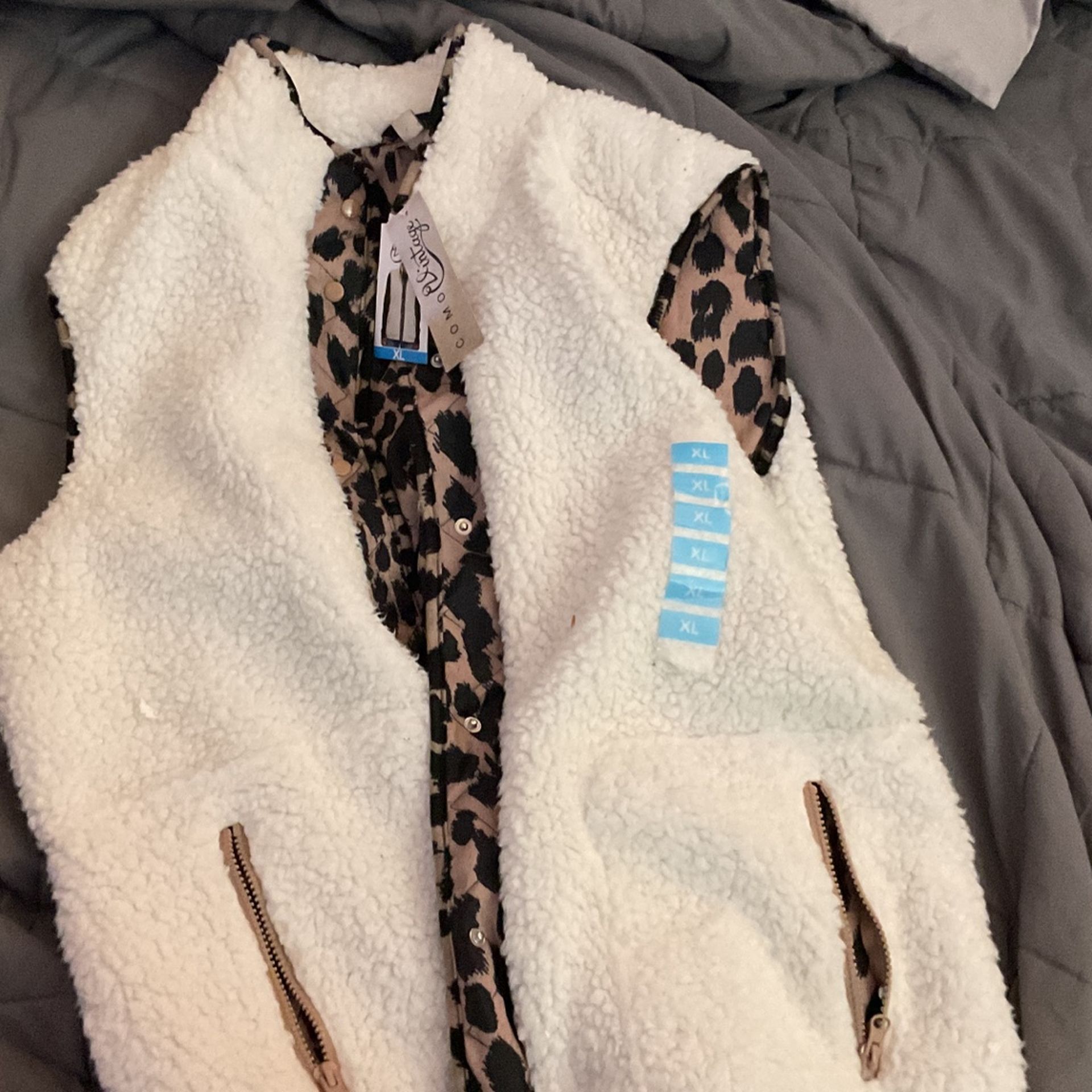 Leopard Print Vest With Fur