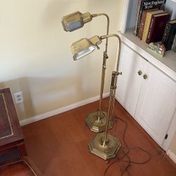 vintage Stiffel brass adjustable pharmacy floor lamp