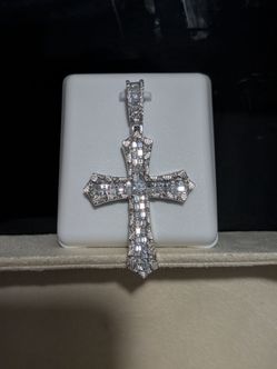 Solid Silver Moissanite Cross Pendant