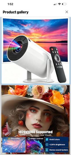 Mini Projector with Wifi and Bluetooth,Built-in Apps,Portable Projector Native 1080P Projector for Bedroom, Auto Keystone,Compatible with Smartphone/L