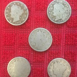 (5) Liberty 5 Cent Coins $50.00 CASH, TEXT FOR PRICES. 