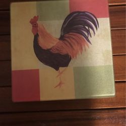 8x8 Rooster Glass Hot Pot Holder