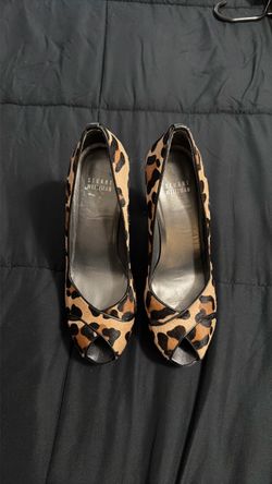 Stuart Weitzman Leopard Print Peep-Toe Heels