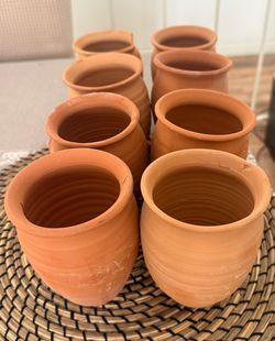 Set of 8 Terracotta Clay Cups
