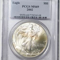 2002 American Silver Eagle PCGS MS-69