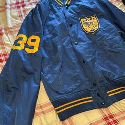 RARE POLO RALPH LAUREN RUGBY Bulldogs Winged Foot Nylon Varsity Jacket Size M 