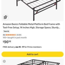 Never used. Brand new twin extra large platform bed frame only opens to check That Its all In The Box. 