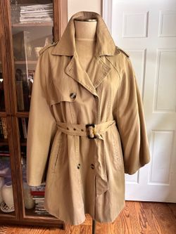 Forever 21 Double-Breasted Khaki Trench Cape Coat