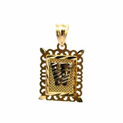 Woman’s Ladies 10k Yellow Gold Square Framed Initial W Charm Pendant For Necklace GP3107775