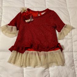 Valentine’s Red Tunic Tulle Trim Holiday Top Girl size 2t