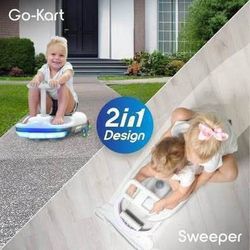 Sale! New 2 in 1 Electric Mop On-the-Go Kart Sweeper Floor Cleaner Cart, Kids Ages 3 and up