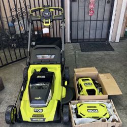 RYOBY 80V HP Brushless Battery Cordless Electric 30 in. Multi-Blade Lawn Mower with Battery and Charger
