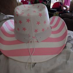 Pink and White Stars and Stripes Cowboy Hat