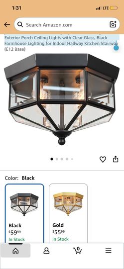 Flush Mount Outdoor Ceiling Light Fixture, 4 Light Exterior Porch Ceiling Lights with Clear Glass