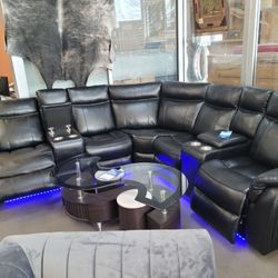  Sectional sofa with the LED power recliner