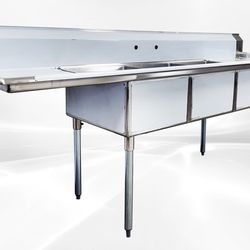 102 in Stainless Steel 3 Compartment sink NSF C3T182412-24LR