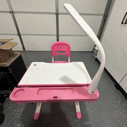 VIVO Pink Height Adjustable Children's Desk and Chair Set | Kids Interactive Workstation