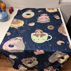 Sloths in Donuts and Teacups Quickdry Microfiber Blanket