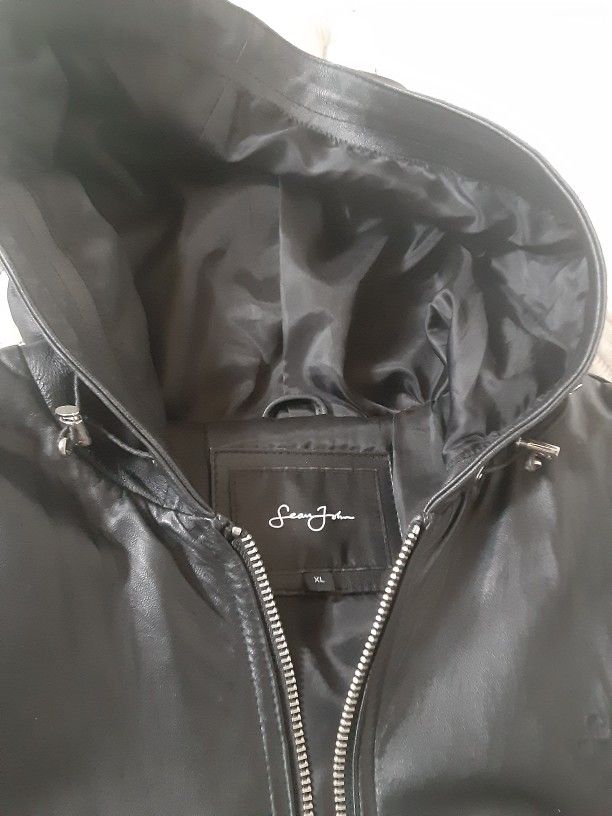 Sean John Leather Hoody Jacket (Authentic)