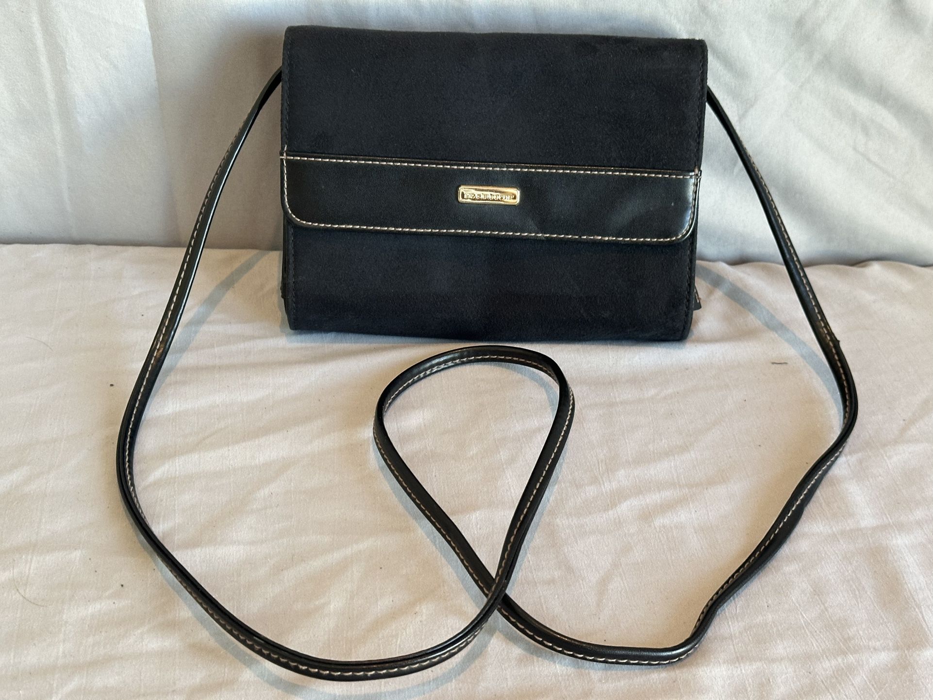 Liz Claiborne Small Black Suede Purse Bag