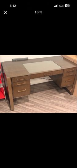 Wood Executive Desk with Drawers