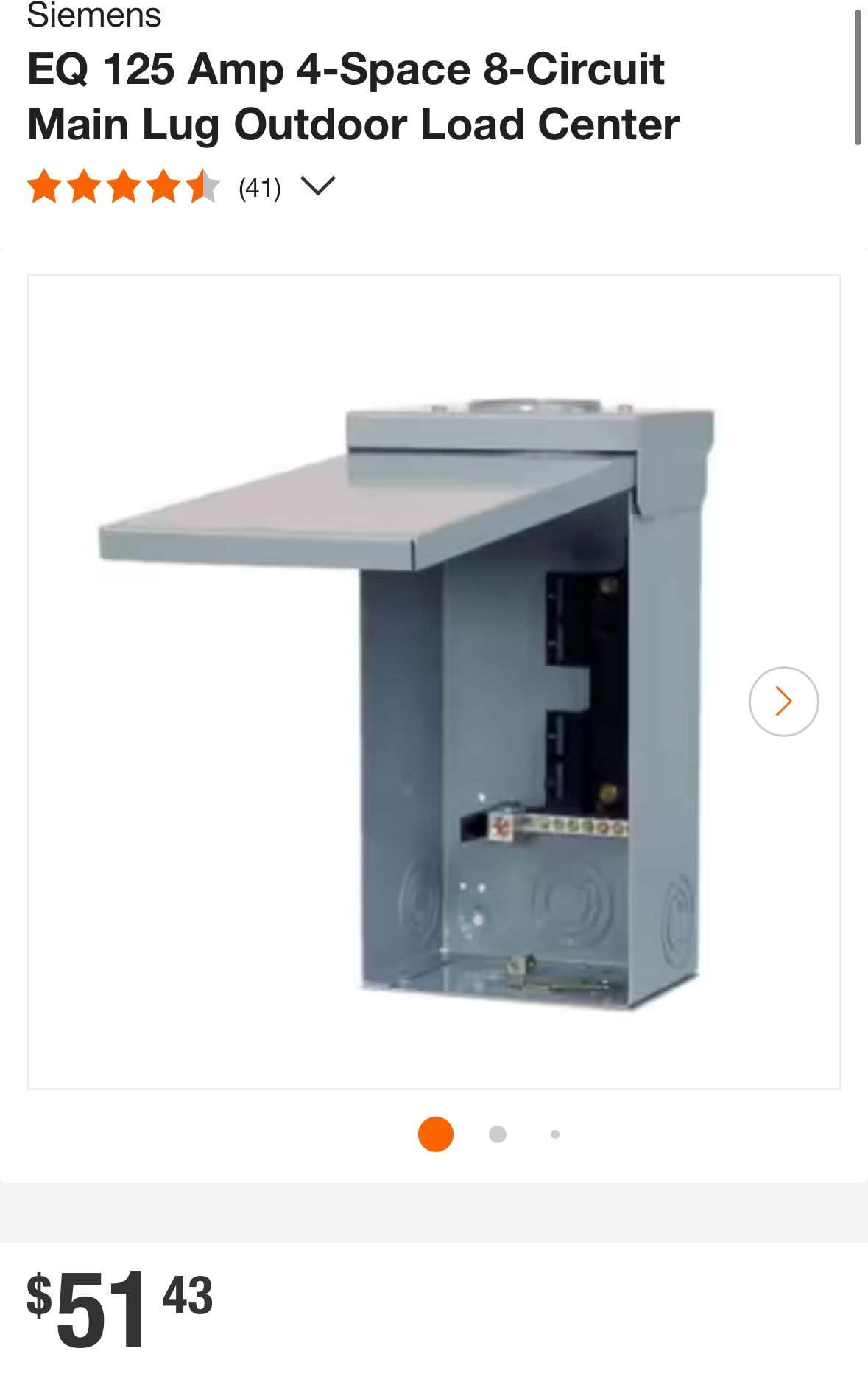 Siemens - EQ 125 Amp 4-Space 8-Circuit Main Lug Outdoor Load Center