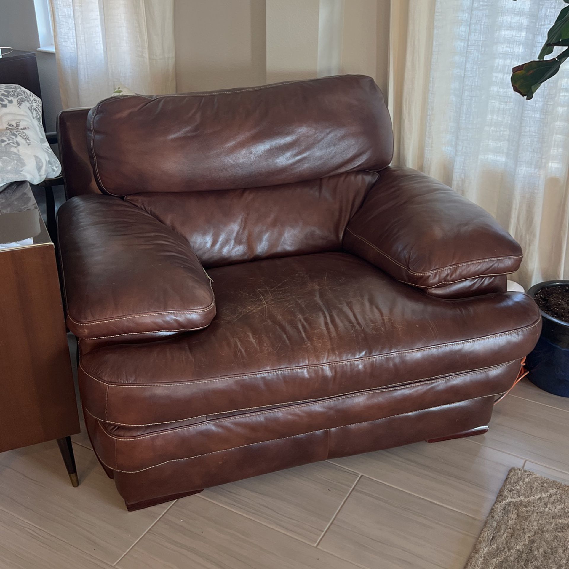 Genuine Leather Couch Loveseat And Chair-MUST GO TODAY