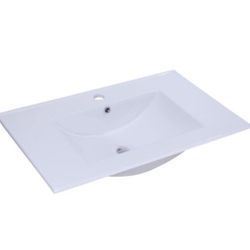 Ceramic 30" Big Bathroom Durable Vanity Sink drop-in Self-Rimming Rectangular Basin for Bathroom Kitchen with Overflow Drain,White