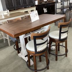 Valebeck  Rectangular Counter Table  5pc Set