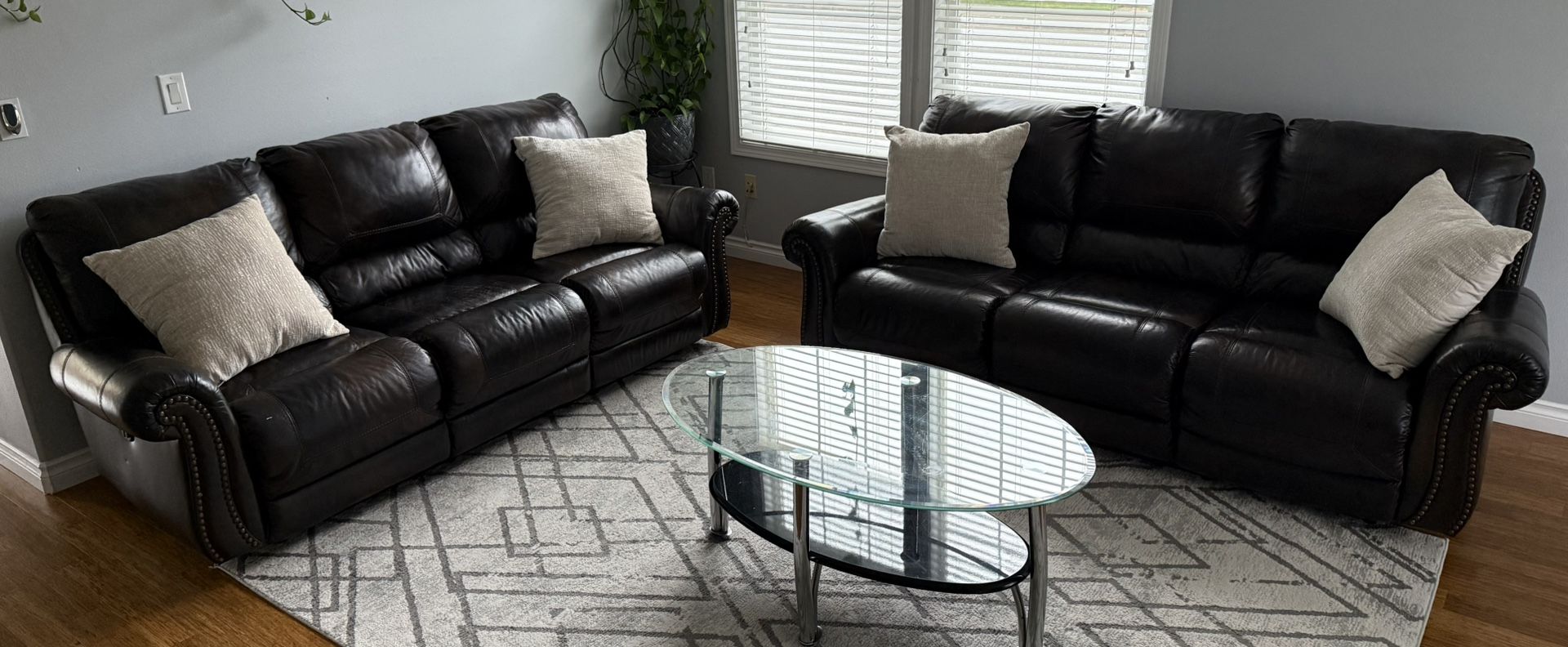 Ashley Leather Recliner Sofa Set