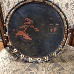Old Vintage Round Tray Chinese Style
