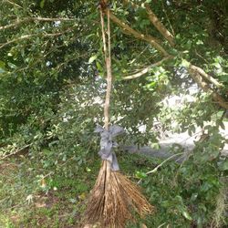 Witch Broom Plaid Accents Handmade