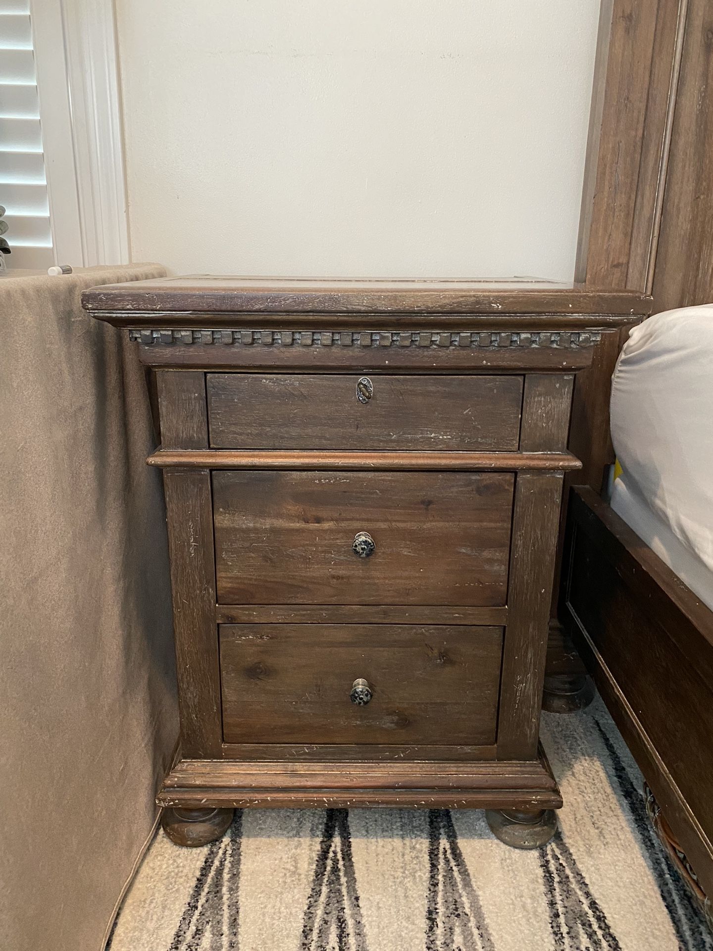 Restoration Hardware St. James Closed Nightstand in Antiqued Coffee (24