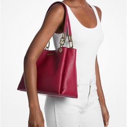 MICHAEL KORs Trisha Large Pebbled Leather Shoulder Bag