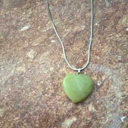 Jade Charm  and 15 inch Silver Necklace.