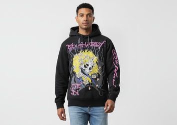 NEW Ed Hardy Blonde Skull Hoodie   Charcoal gray Yellow men’s size Medium. NW T