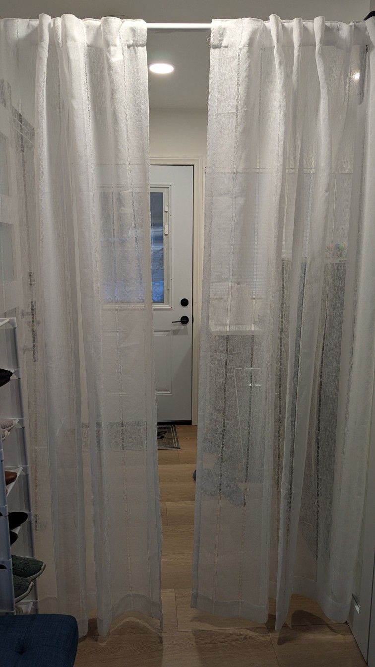 Curtains (4 Panels Stripe, Cream )