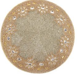 13 Inch Beige Silver Beaded Pleacemats For Dining Table (43)