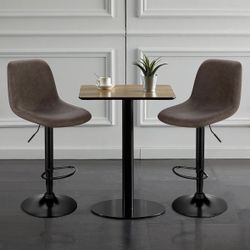 Brand New Adjustable Brown Barstools – Set of 2