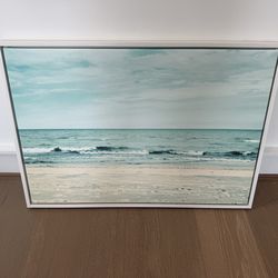 Framed Coastal Beach Wall Art – 33” × 23”