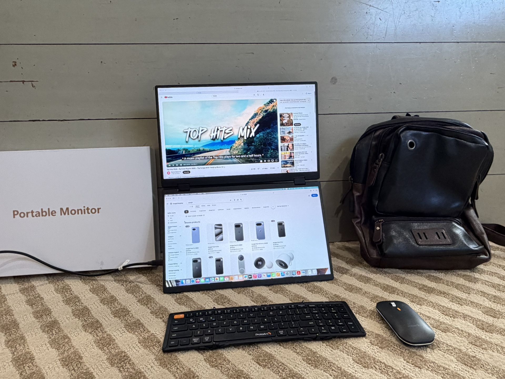 Laptop Screen Extender 15.6 Inch FHD 1080P 360° Foldable Dual Monitors 120% sRGB ΔE<2 HDMI USB-C Stacked Triple Portable Monitor for Laptop PC Windows