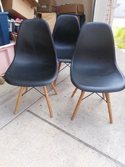 3 Modern Black Plastic Accent Chair