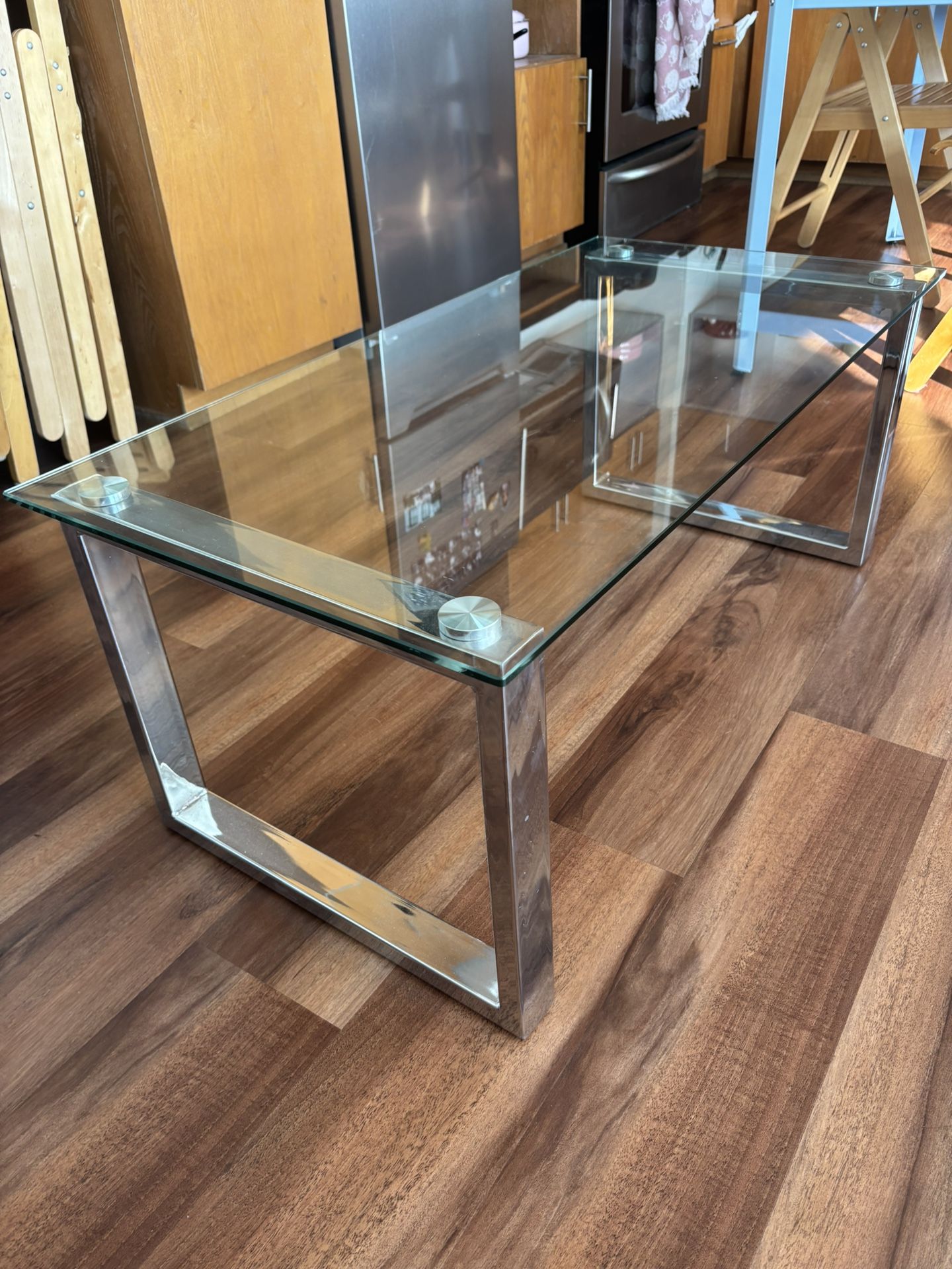Glass And Steel Coffee Table