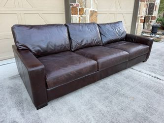 (It’s Available) Pottery Barn Turner Square Arm Leather Sofa | Top-Grain Leather | 104” |