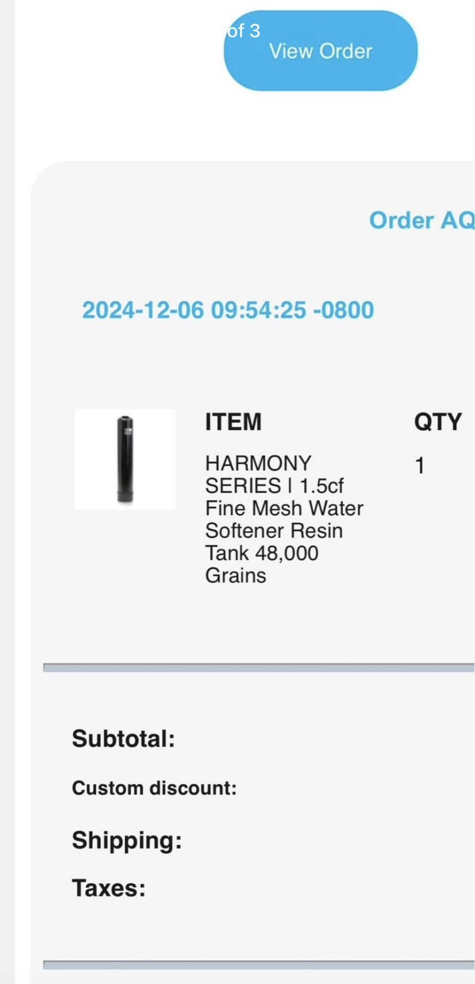 Water softener Resin Tank (Aquasure)