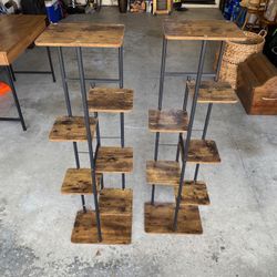 Pair of 6-Tier Industrial Plant Stands / Display Shelves Furniture 