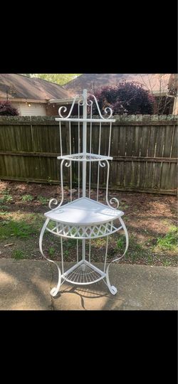 Vintage metal white corner shelf