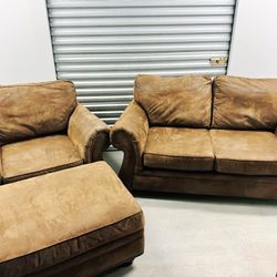 Microsuede Sofa, Armchair and Ottoman