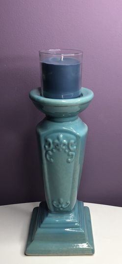 Beautiful turquoise candle holder... candle not included..